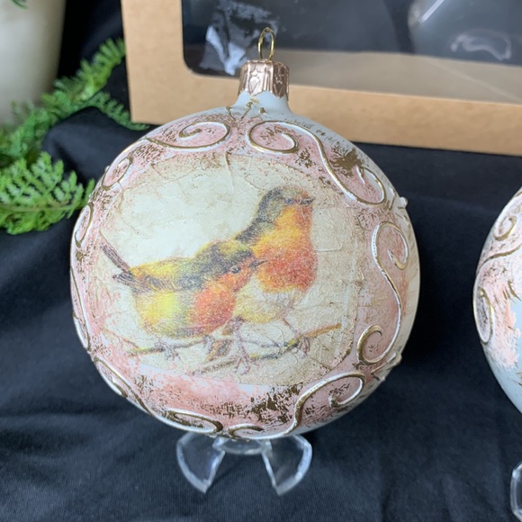 Set of 2 VITBIS hand blown / handmade glass Christmas ornaments made in Poland - Picture 7 of 10
